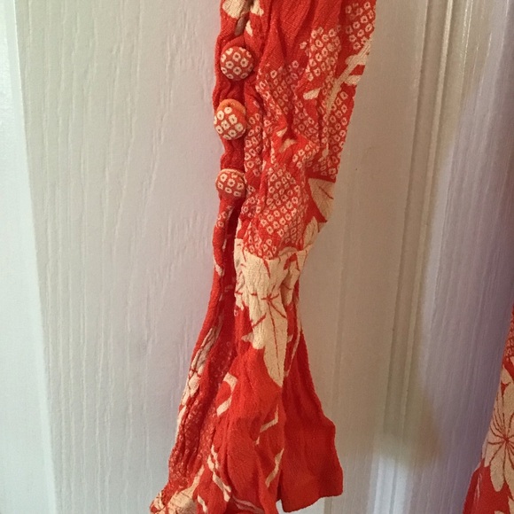 Free people orange floral midi dress Sz XS - Picture 4 of 7